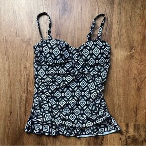 Woman’s MyCoco Black and White Fitted Bustier Swim Tankini Top